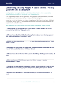 Free Black History Month Quiz | Class 1 | Social Studies / History | BookFlik