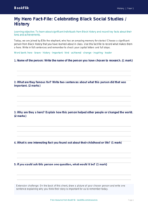 Black History Month Activity Sheet for Class 1 | CBSE Social Studies