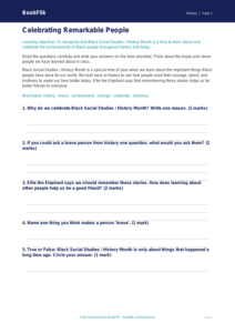Free Black History Month Worksheet | Class 1 | Social Studies / History | BookFlik