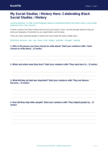 Free Black History Month Writing Frame | Class 1 | Social Studies / History | BookFlik