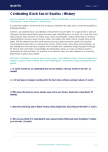 Free Black History Month Comprehension | Class 4 | Social Studies / History | BookFlik