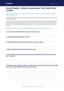 Great Fire of London Worksheet for Class 1 | CBSE History | BookFlik