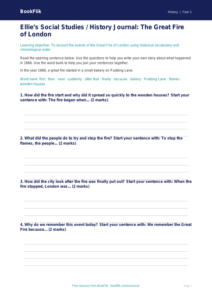 Great Fire of London Writing Frame for Class 1 | CBSE History | BookFlik