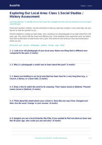 Free Local History Assessment | Class 1 | Social Studies | BookFlik