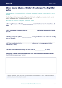 Free Suffragettes Activity Sheet | Class 4 | Social Studies / History | BookFlik