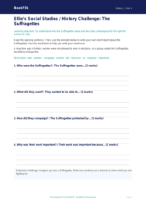 Free Suffragettes Writing Frame | Class 4 | Social Studies / History | BookFlik