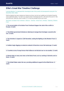 Free WW1 Activity Sheet | Class 5 | Social Studies / History | BookFlik