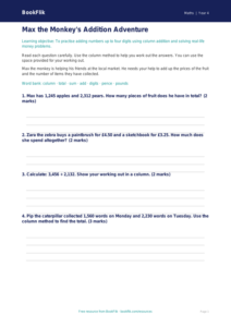Free Addition Assessment | Class 4 | Maths | BookFlik