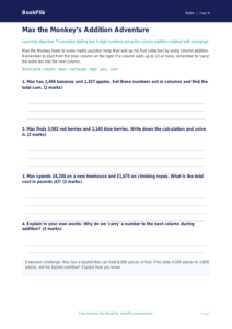 Free Addition Template | Class 4 | Maths | BookFlik