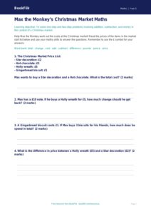 Christmas Maths Worksheet for Class 2 | CBSE/NCERT | BookFlik