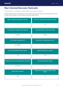 Free Decimals Flashcards | Class 4 | Maths | BookFlik