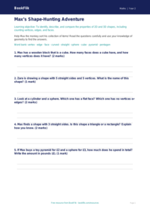 Free Geometry Worksheet | Class 2 | Maths | BookFlik