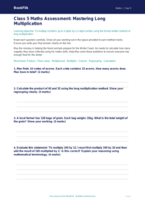 Free Long Multiplication Assessment | Class 5 | Maths | BookFlik