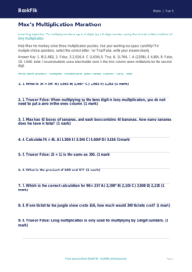 Free Long Multiplication Quiz | Class 5 | Maths | BookFlik