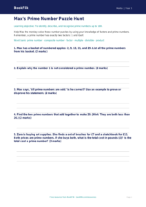 Free Prime Numbers Worksheet | Class 5 | Maths | BookFlik