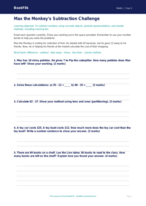 Free Subtraction Assessment | Class 2 | Maths | BookFlik