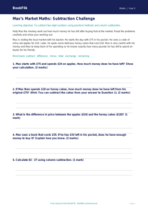 Free Subtraction Track Sheet | Class 2 | Maths | BookFlik