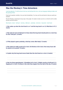 Time Assessment for Class 1 Maths | CBSE NCERT Worksheet