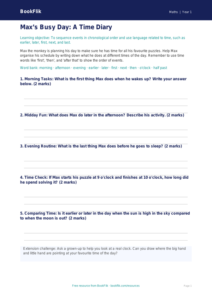 Time Template for Class 1 Maths | CBSE Learning Resource