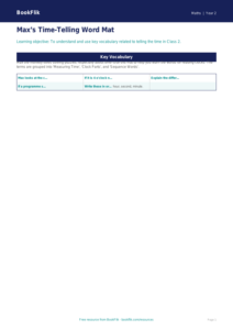 Time Word Mat for Class 2 Maths | CBSE Curriculum | BookFlik