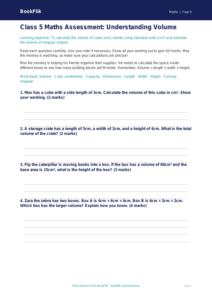 Free Volume Assessment | Class 5 | Maths | BookFlik