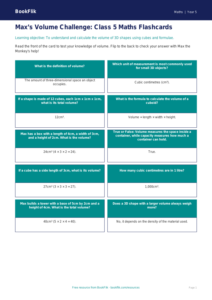 Free Volume Flashcards | Class 5 | Maths | BookFlik