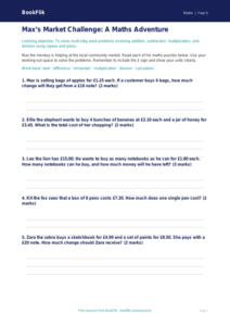 Free Word Problems Activity Sheet | Class 5 | Maths | BookFlik