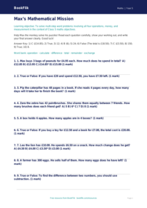 Free Word Problems Quiz | Class 5 | Maths | BookFlik