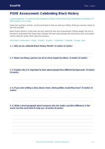 Black History Month Assessment for Class 4 | Life Skills Worksheet