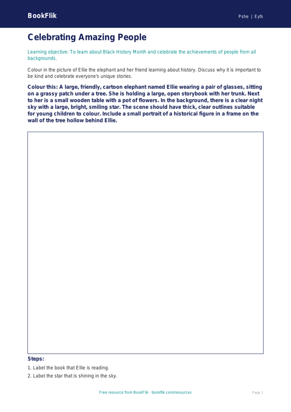Black History Month Activity for Nursery & LKG | Life Skills | BookFlik worksheet preview — Pshe Black History Month
