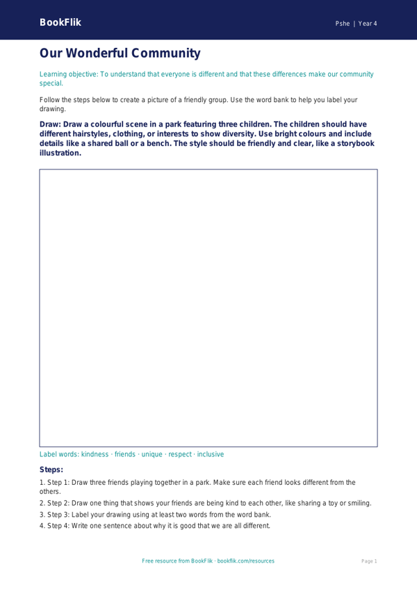 Free Diversity And Inclusion Drawing Sheet | Class 4 | Life Skills | BookFlik worksheet preview — Pshe Diversity And Inclusion