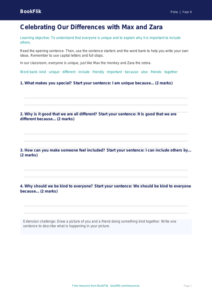 Free Diversity And Inclusion Writing Frame | Class 4 | Life Skills | BookFlik