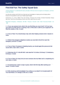 First Aid Quiz for Class 5 | CBSE Life Skills Worksheet