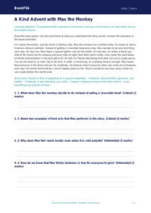 Free Kindness Advent Comprehension | Class 4 | Life Skills | BookFlik