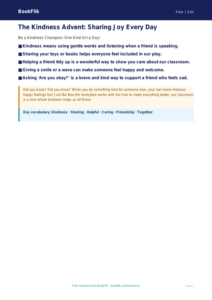 Free Kindness Advent Poster | Nursery / LKG | Life Skills | BookFlik
