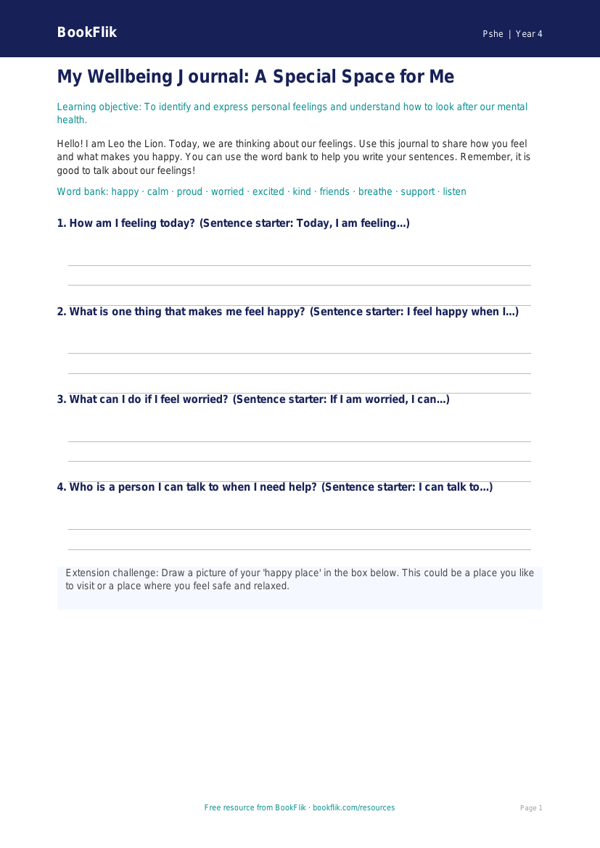 Mental Health Template for Class 4 Students | CBSE Life Skills worksheet preview — Pshe Mental Health