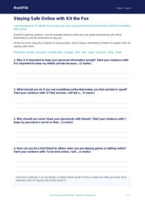 Free Online Safety Writing Frame | Class 4 | Life Skills | BookFlik