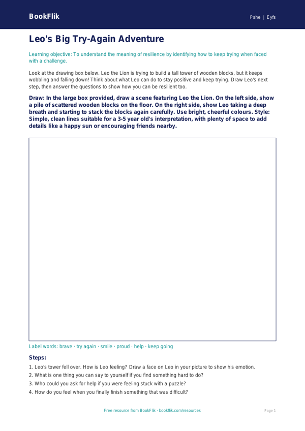 Free Resilience Drawing Sheet | Nursery / LKG | Life Skills | BookFlik worksheet preview — Pshe Resilience
