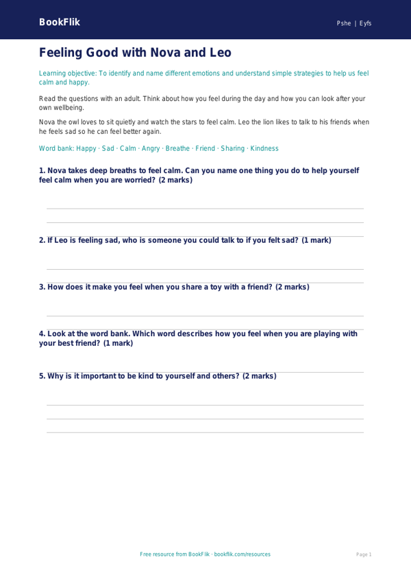 Free Wellbeing Worksheet | Nursery / LKG | Life Skills | BookFlik worksheet preview — Pshe Wellbeing