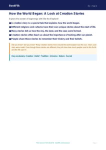 Free Creation Stories Poster | Class 4 | EVS / Moral Education | BookFlik