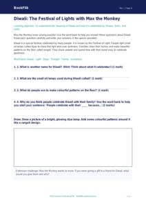 Free Diwali Worksheet | Class 4 | EVS / Moral Education | BookFlik