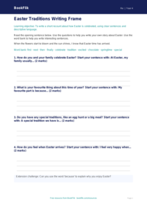 Free Easter Writing Frame | Class 4 | EVS / Moral Education | BookFlik