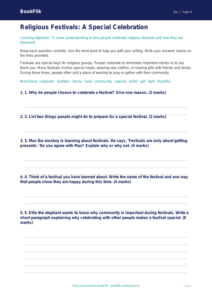 Free Festivals Assessment | Class 4 | EVS / Moral Education | BookFlik
