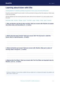 Free Islam Writing Frame | Class 4 | EVS / Moral Education | BookFlik