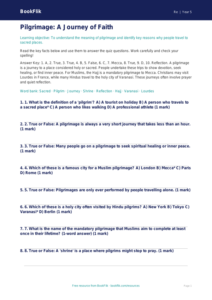 Free Pilgrimage Quiz | Class 5 | EVS / Moral Education | BookFlik