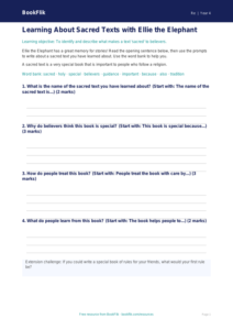 Free Sacred Texts Writing Frame | Class 4 | EVS / Moral Education | BookFlik