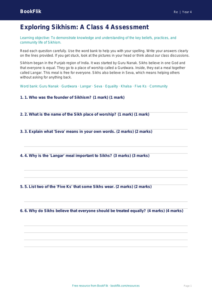 Free Sikhism Assessment | Class 4 | EVS / Moral Education | BookFlik