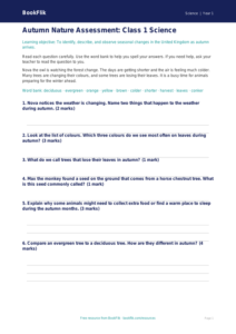 Autumn Science Assessment for Class 1 | CBSE/NCERT | BookFlik