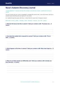 Autumn Science Writing Frame for Class 1 | CBSE Science Resources