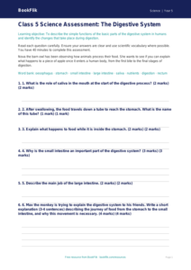 Free Digestion Assessment | Class 5 | Science | BookFlik